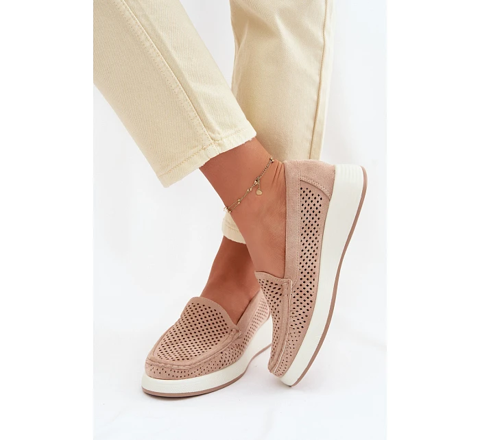 Dámské síťované mokasíny Sergio Leone MK097H béžové