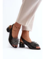 Kožené sandále so zdobením Laura Messi 2719 Black Kožené sandále so zdobením Laura Messi 2719 Black