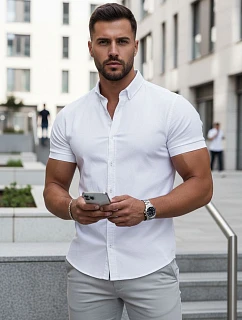 Koszula męska regular fit z krótkim rękawem biała model 22227929 - FashionStreet