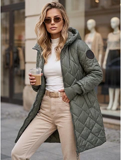 Dlhá dámska prešívaná prechodná bunda, zelená, FashionStreet TY5863