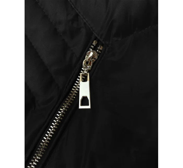 Čierna prešívaná dámska bunda pre prechodné obdobie (5M3162-392)