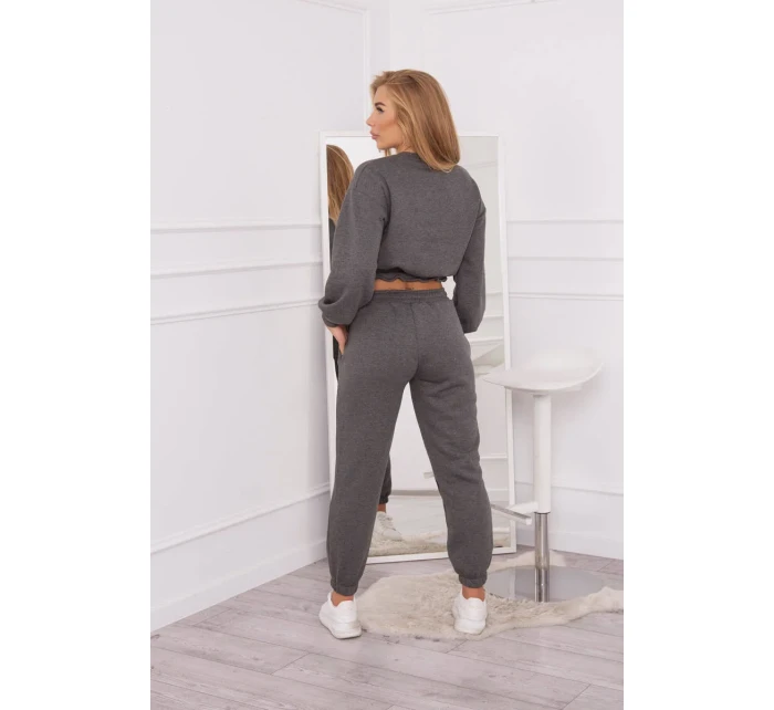 Zateplená súprava s krátkou mikinou grafitová