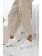 Súprava bavlnená blúzka + nohavice béžová