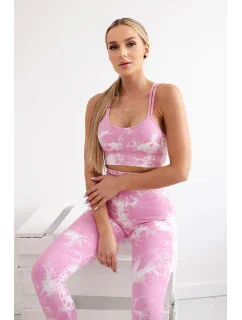 Fitness set model 20129769 legíny push up světle růžová + ecru - K-Fashion