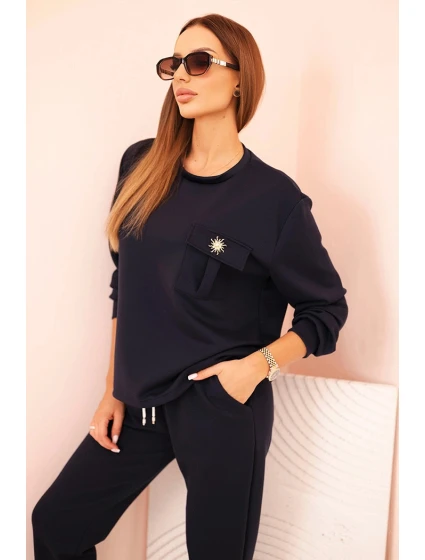 Komplet dámský máslový mikina a kalhoty s gumou model 21310124 - K-Fashion