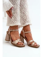 Skórzane Sandały Na Słupku Maciejka 06029-25 Złote