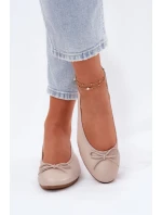 Skórzane Baleriny Damskie Maciejka P6800-04 Beżowe