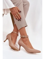 Lodičky s páskem tmavě béžové model 21757649 - Boto