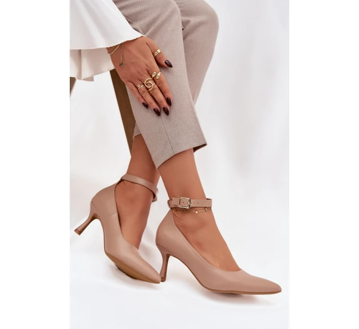 Lodičky s páskem tmavě béžové model 21757649 - Boto