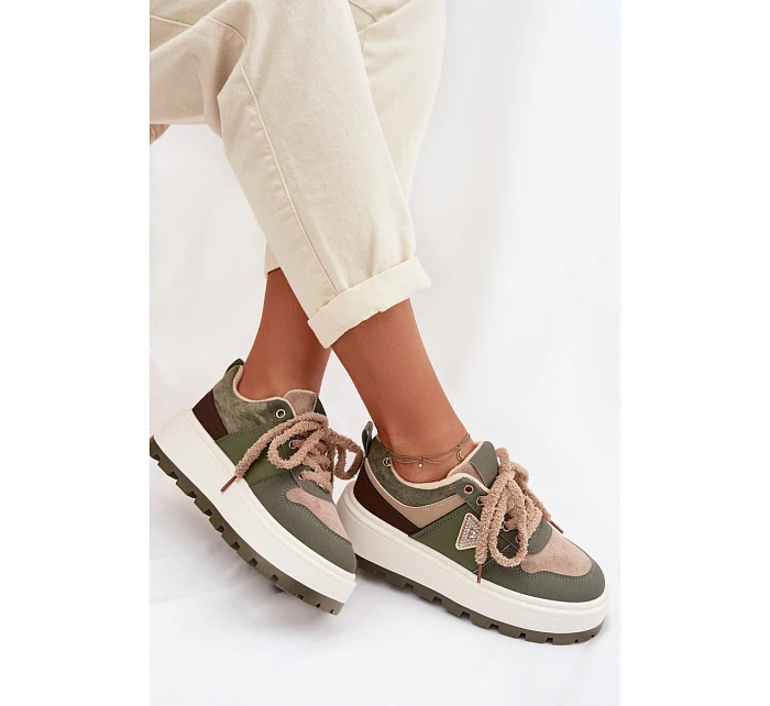 Zateplené dámské tenisky na platformě Zelená Florinda