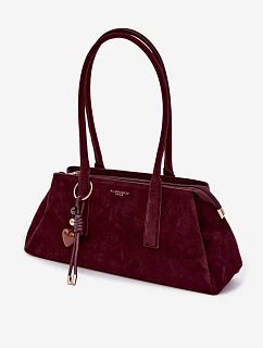 Eko semišová kabelka s přívěskem Bordová Nelina