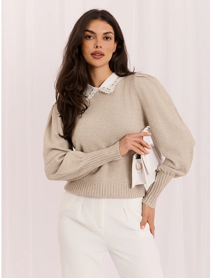 Sweter IR SW model 22401157 beżowy - FPrice Sweter IR SW model 22401157 beżowy - FPrice