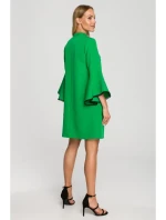 Šaty áčkového střihu s rukávy zelené model 18004273 - Moe Šaty áčkového střihu s rukávy zelené model 18004273 - Moe