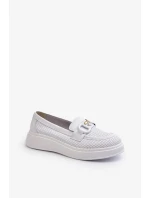 Dámske kožené mokasíny na platforme, biele S.Barski Dámske kožené mokasíny na platforme, biele S.Barski