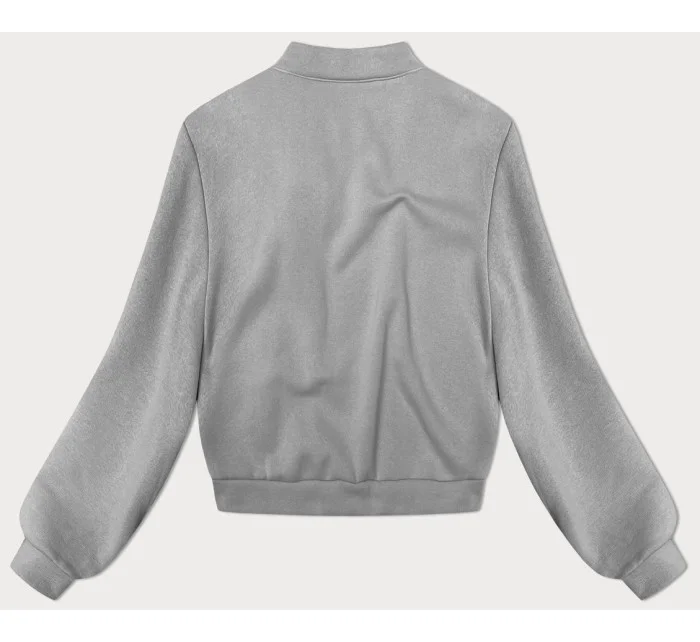 Sivá pletená mikina s ružami (16023)