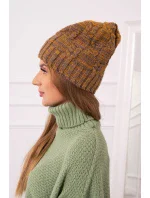 Fleecová čiapka Dolores K303 horčicová+hnedá