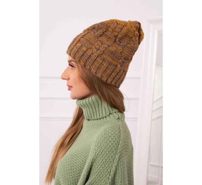 Fleecová čiapka Dolores K303 horčicová+hnedá