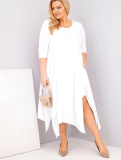 Dámska bavlnená sukňa s asymetrickým lemom v bielej farbe