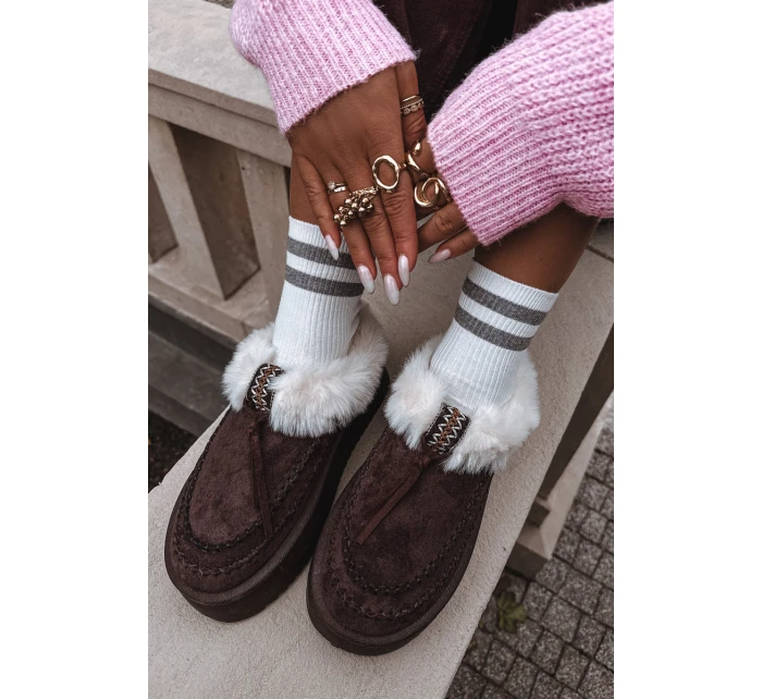 Śniegowce Damskie Z Futerkiem Na Platformie Czekoladowe Rosmira Śniegowce Damskie Z Futerkiem Na Platformie Czekoladowe Rosmira