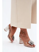 Průhledné Sandály na Podpatku S Krystaly D&A MR61-9013 Stříbrné