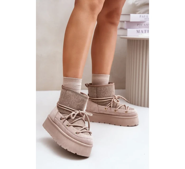 Snežnice s viazaním na platforme béžové Mavora Snežnice s viazaním na platforme béžové Mavora