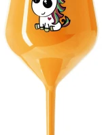 DUHOVÝ JEDNOROŽEC - oranžová nerozbitná sklenice na víno 470 ml