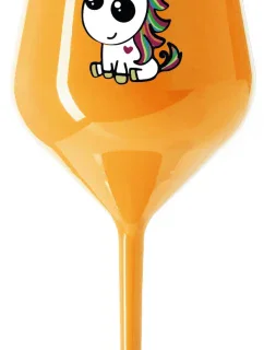 DUHOVÝ JEDNOROŽEC - oranžová nerozbitná sklenice na víno 470 ml