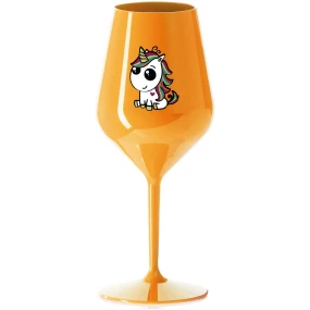 DUHOVÝ JEDNOROŽEC - oranžová nerozbitná sklenice na víno 470 ml