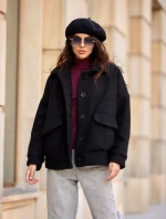 Dámska bunda KUR0027 čierna - Roco Fashion