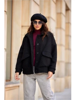 Dámska bunda KUR0027 čierna - Roco Fashion