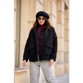 Dámska bunda KUR0027 čierna - Roco Fashion