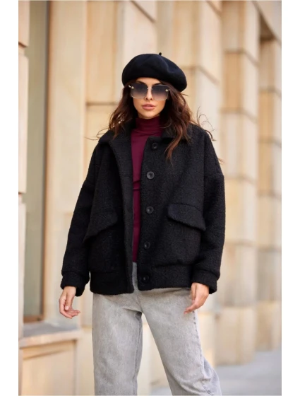 Dámska bunda KUR0027 čierna - Roco Fashion