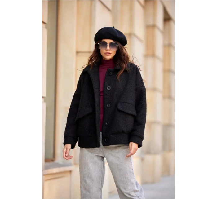 Dámska bunda KUR0027 čierna - Roco Fashion