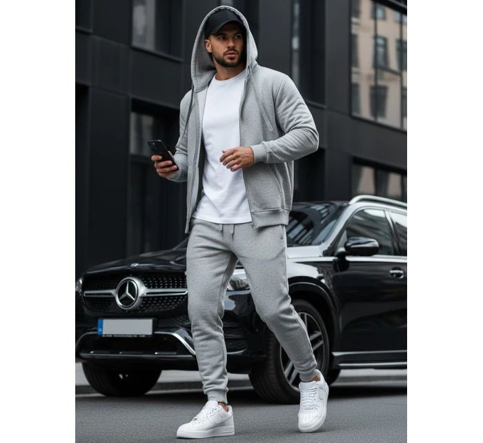 Pánska mikina na zips s kapucňou sivá BX2412