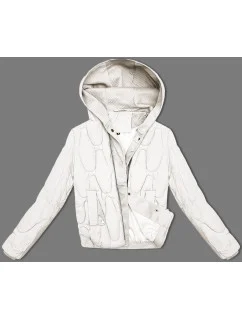 Krátka zimná bunda v ecru farbe s ozdobnou kapucňou S'west (B8261-26)