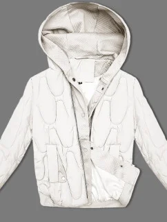 Krátka zimná bunda v ecru farbe s ozdobnou kapucňou S'west (B8261-26)