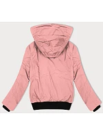 Růžová krátká dámská bunda se stahovacími lemy model 21469333 - J.STYLE Růžová krátká dámská bunda se stahovacími lemy model 21469333 - J.STYLE