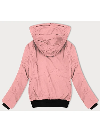 Růžová krátká dámská bunda se stahovacími lemy model 21469333 - J.STYLE Růžová krátká dámská bunda se stahovacími lemy model 21469333 - J.STYLE