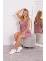 Šaty s volánikmi na bokoch tmavoružové