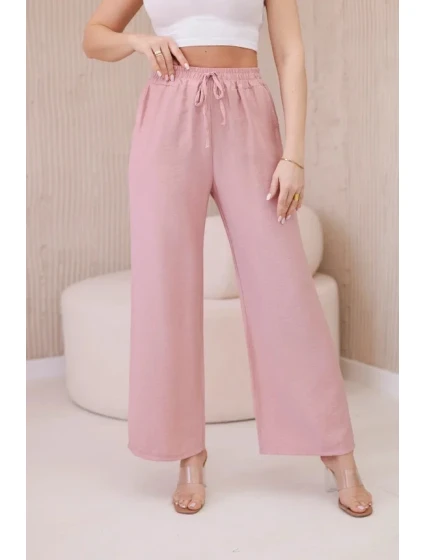 Viskózové kalhoty se širokými nohavicemi tmavě pudrově růžová Viskózové kalhoty se širokými nohavicemi tmavě pudrově růžová