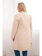 Dámsky dvojradový kabát s golierom v béžovej farbe