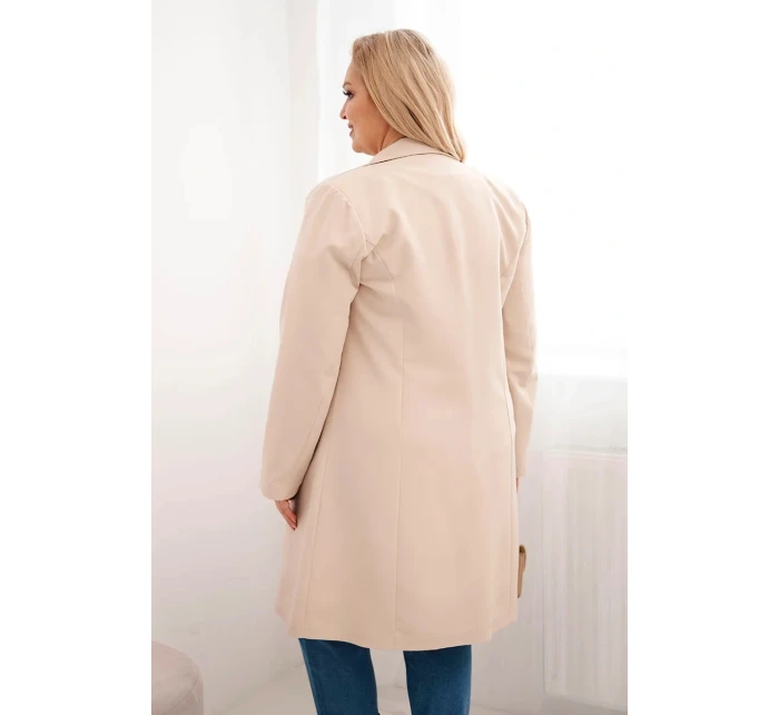 Dámsky dvojradový kabát s golierom v béžovej farbe