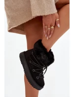 Sněhule s kožíškem a šněrováním Černé Sarivie Sněhule s kožíškem a šněrováním Černé Sarivie