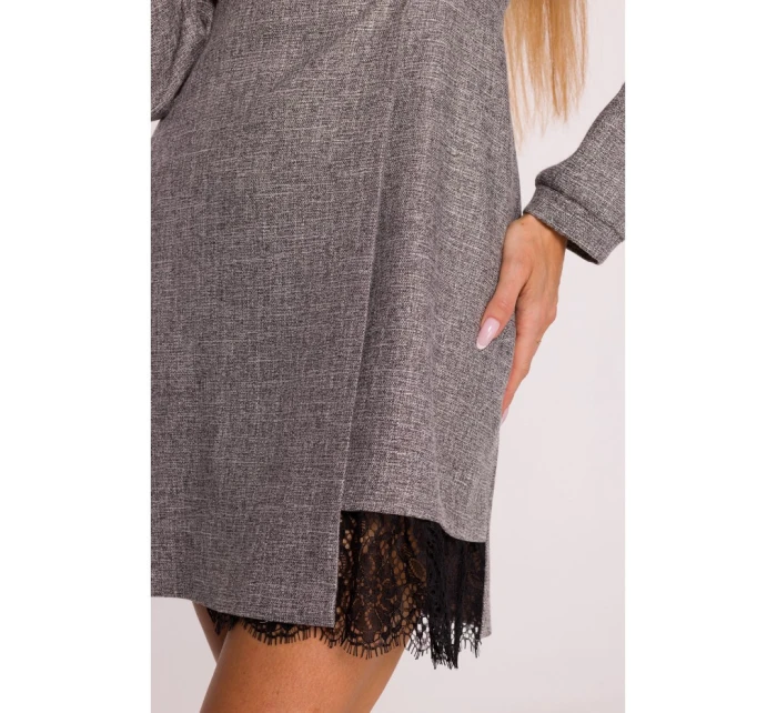 M871 Zavinovacie šaty z tvídu - grafitové