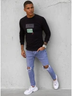 Pánska mikina s potlačou čierna FashionStreet BX5376 Pánska mikina s potlačou čierna FashionStreet BX5376