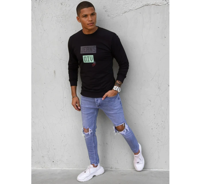 Pánska mikina s potlačou čierna FashionStreet BX5376 Pánska mikina s potlačou čierna FashionStreet BX5376
