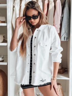 Dámska nadrozmerná džínsová bunda JUSTDEM biela FashionStreet TY4903