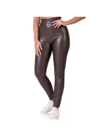 Dámske kožené legíny RELAX & GO LEATHEROPTIC LEGGINGS - BELLINDA - tmavohnedé
