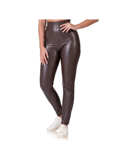 Dámske kožené legíny RELAX & GO LEATHEROPTIC LEGGINGS - BELLINDA - tmavohnedé