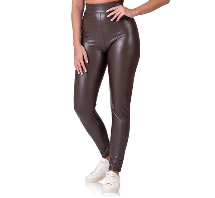 Dámske kožené legíny RELAX & GO LEATHEROPTIC LEGGINGS - BELLINDA - tmavohnedé